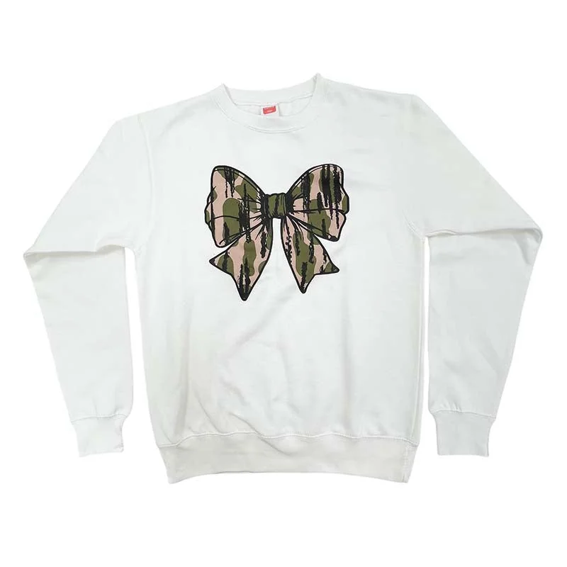 Deal Mania cool workout sweatshirtCamo Bow Crewneck Sweatshirt