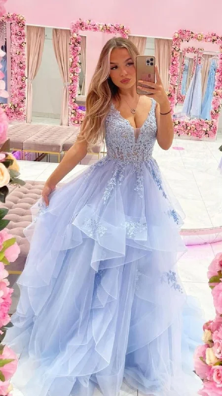 Discount Mania vintage dressvintage dressBlue v neck tulle lace long prom dress blue evening dress Y686 Discount Mania vintage dressvintage dressBlue v neck tulle lace long prom dress blue evening dress Y686