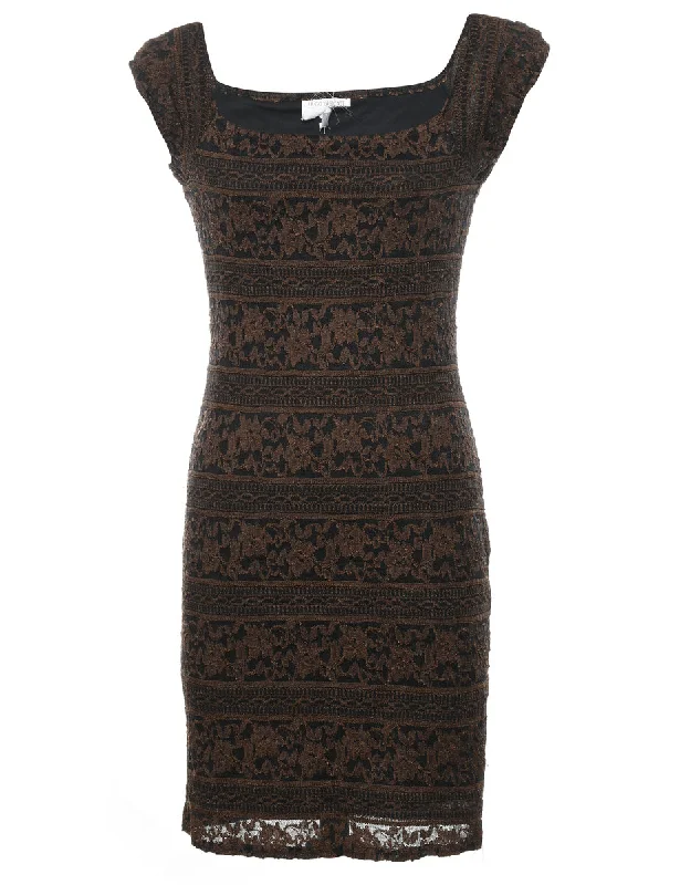 Referral Discount padded coatFloral Pattern Lace Bodycon Dress - S