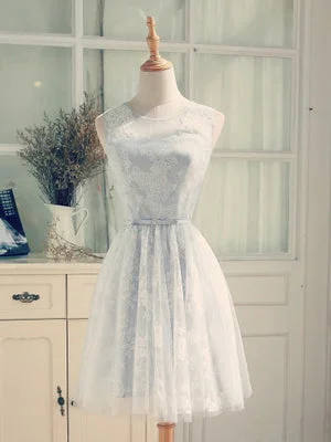 Steals and Deals Cute Homecoming Dress Scoop Lace-up Tulle Lace Short Prom Dress Party Dress JK324