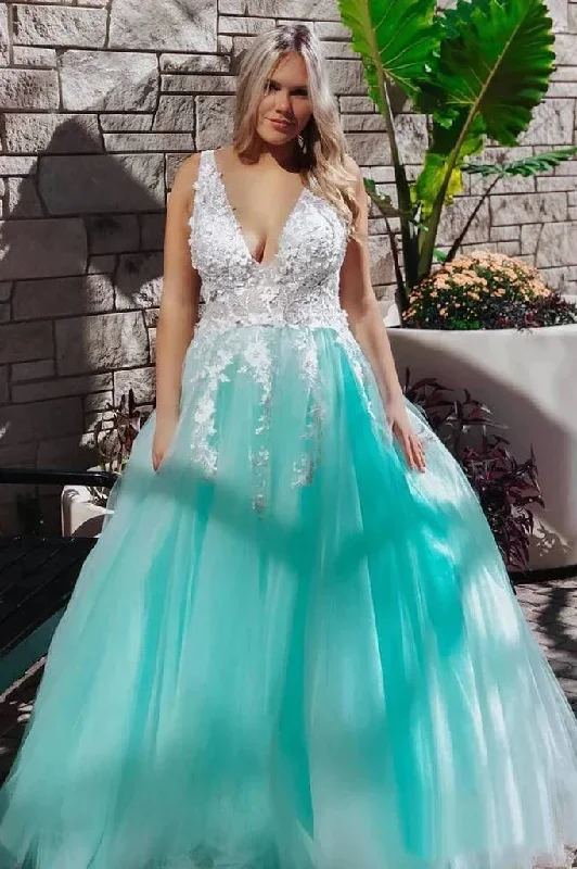 Clearance Event Stunning Lace Applique Long Prom Dresses Quinceanera Dress with Flowers GJS728