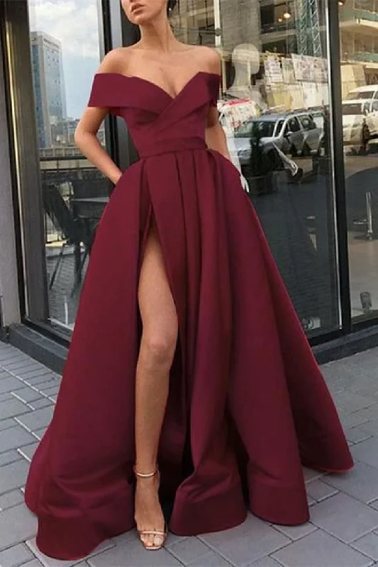 Limited Time Offer vintage-inspired dressvintage-inspired dressBurgundy v neck satin off shoulder long prom dress burgundy evening dress Y840 Limited Time Offer vintage-inspired dressvintage-inspired dressBurgundy v neck satin off shoulder long prom dress burgundy evening dress Y840