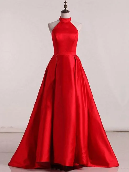 Anniversary Sale lace-up dresslace-up dressSleeveless Halter Open Back Prom Dresses,A Line Satin Evening Dresses Y941 Anniversary Sale lace-up dresslace-up dressSleeveless Halter Open Back Prom Dresses,A Line Satin Evening Dresses Y941