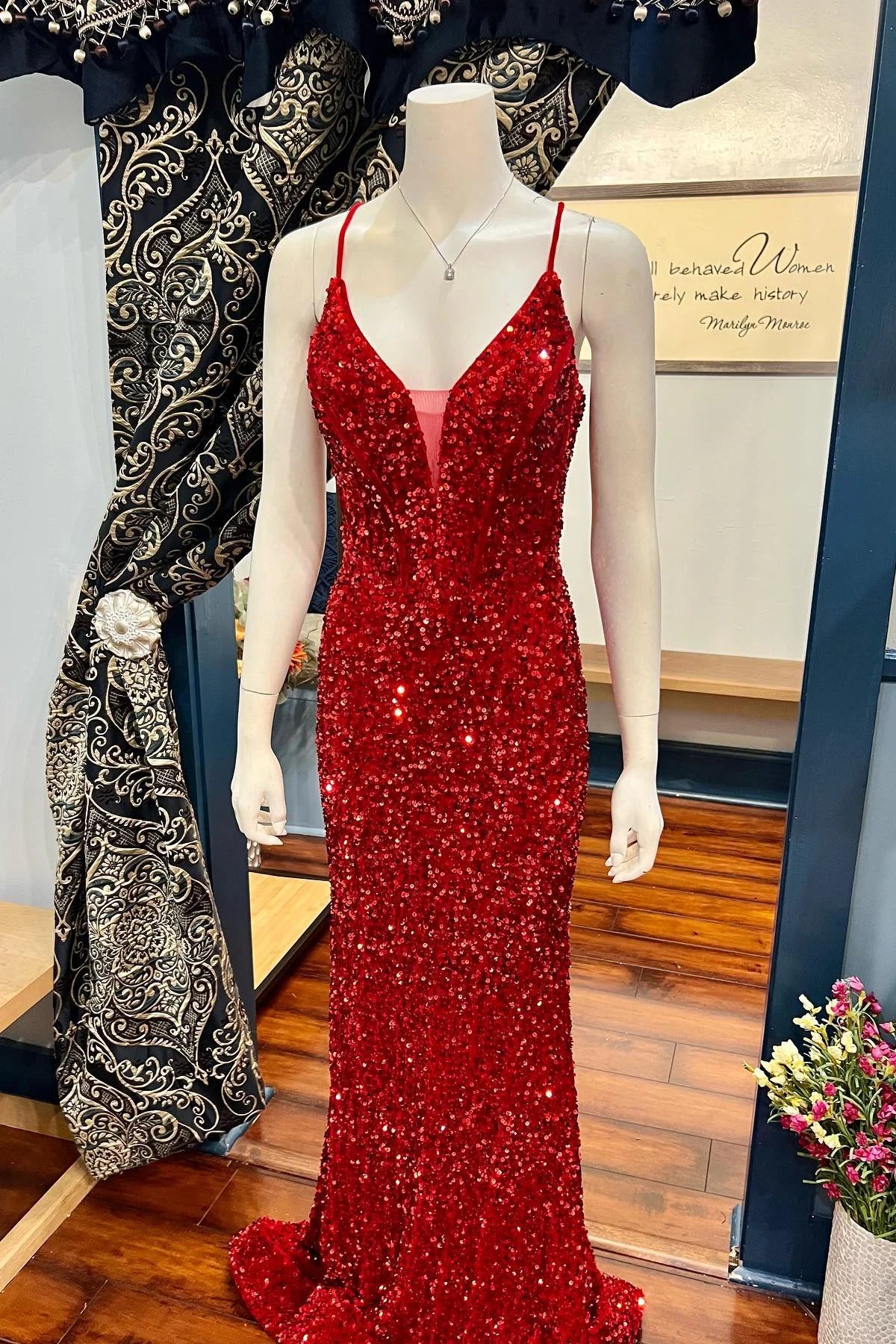 Crazy Savings fitted cocktail dressfitted cocktail dressV-Neck Sleeveless Lace Up Trumpet Long Sequins Prom Dress