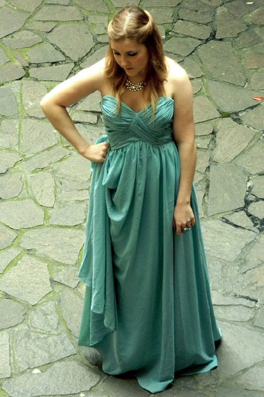 Deal Zone A-line Sweetheart Floor Length Chiffon Sleeveless Prom Dress