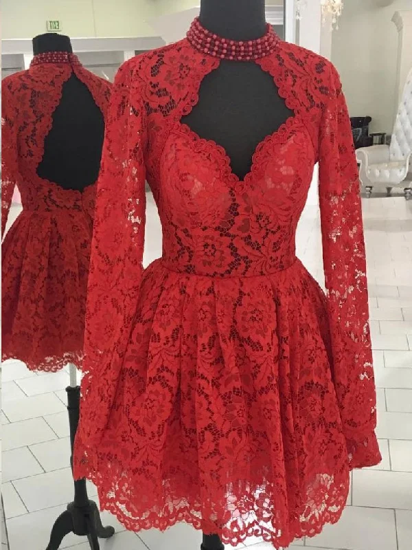 Extra Savings Long Sleeve Homecoming Dresses Open Back Lace Red Short Prom Dress Party Dress JK770 Extra Savings Long Sleeve Homecoming Dresses Open Back Lace Red Short Prom Dress Party Dress JK770