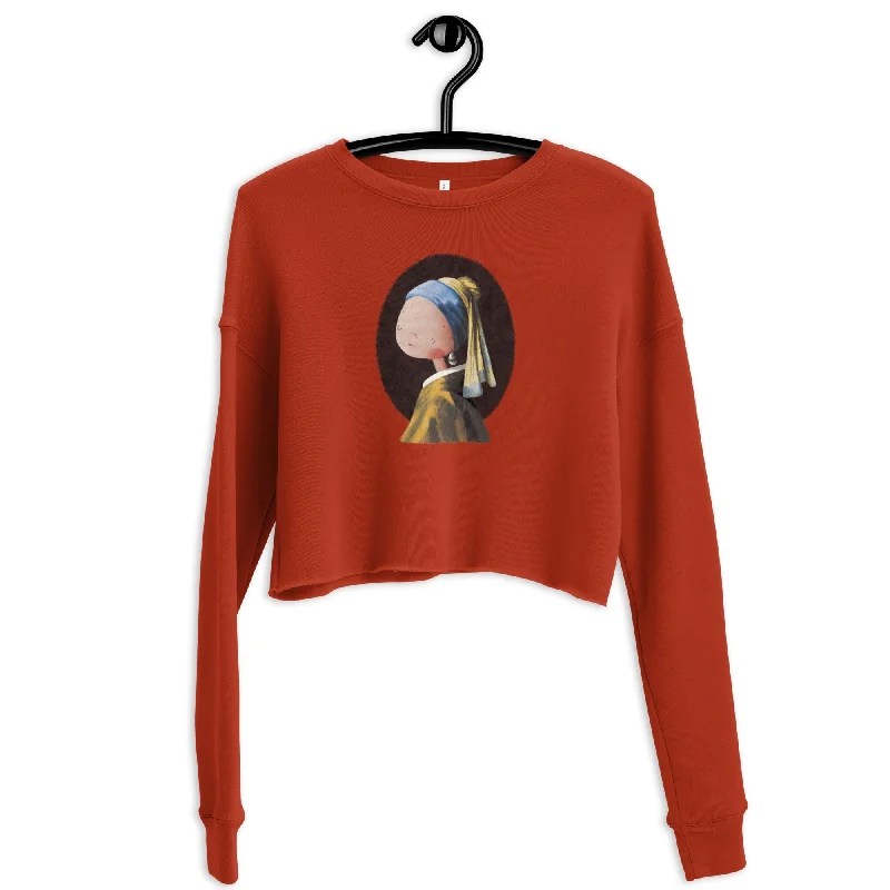 Overstock Sale soft athletic sweatshirtPEARL EARRINGS Women's Crop Sweatshirt