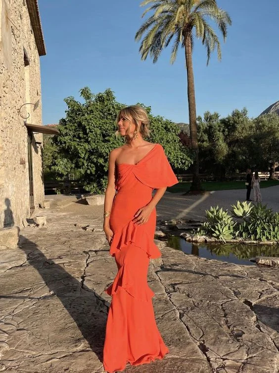 New Deals silk dresssilk dressCharming Prom Dress Orange Evening Dress Y1524