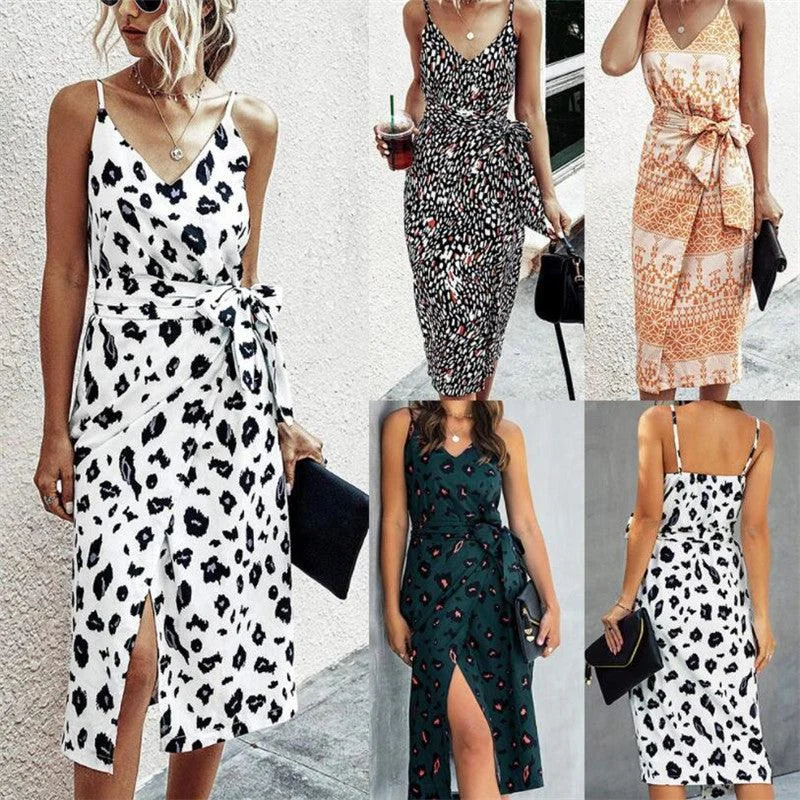Early Bird Discount printed dressprinted dressDress women's medium length printed split suspender skirt Early Bird Discount printed dressprinted dressDress women's medium length printed split suspender skirt