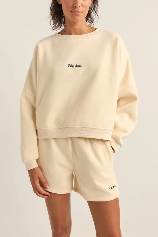 Special Savings bold workout sweatshirtRhythm Logo Crew Neck Fleece - OATMEAL
