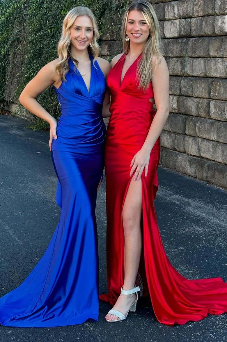 Don't Wait fitted cocktail dressfitted cocktail dressSexy V-Neck Backless Mermaid Prom Dress With Slit