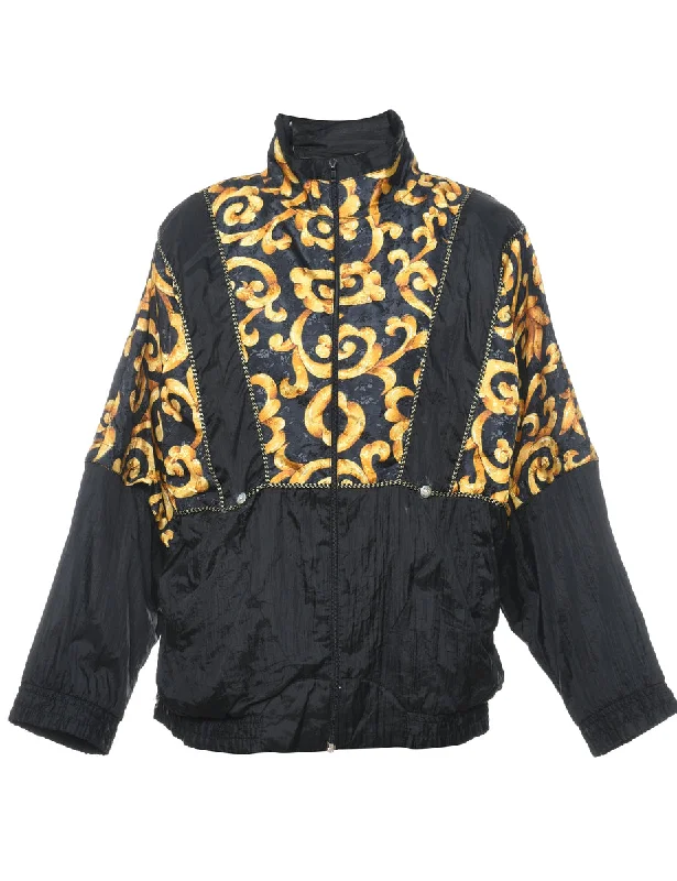 Customer Appreciation Sale long-sleeve winter jacketBlack & Gold Patterned Nylon Jacket - S Customer Appreciation Sale long-sleeve winter jacketBlack & Gold Patterned Nylon Jacket - S