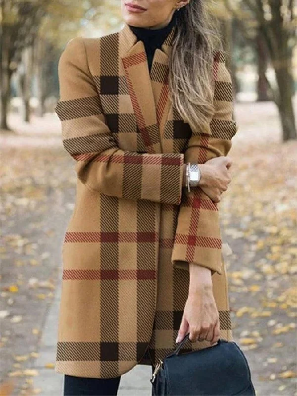 Deal Zone vintage dressvintage dressFall/winter new style European and American fashion printed stand collar woolen coat women