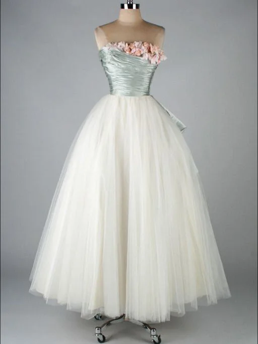 Early Access Vintage Prom Dresses A-line Floor-length Tulle Prom Dress/Evening Dress JKL118
