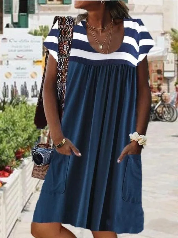 Midnight Sale office dressoffice dressStriped short sleeve dress