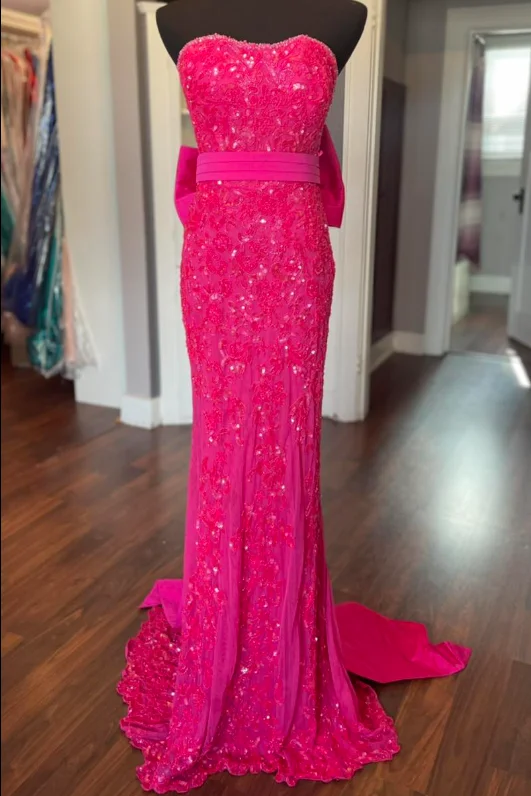 Bonus Savings textured dresstextured dressSequins Strapless Mermaid Party Prom Dress With Bow Train Bonus Savings textured dresstextured dressSequins Strapless Mermaid Party Prom Dress With Bow Train