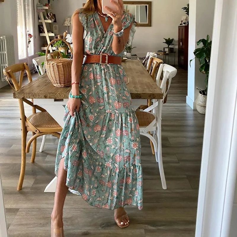 Incredible Offers fitted bodycon dressfitted bodycon dressFloral skirt V-neck dress women