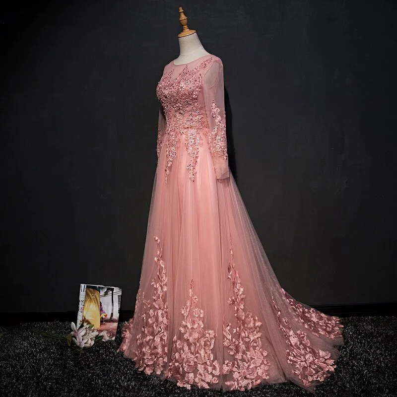 While Supplies Last boho-chic dressboho-chic dressCHIC A-LINE SCOOP FLOOR LENGTH PINK TULLE APPLIQUE PROM DRESS EVENING DRESS Y1177