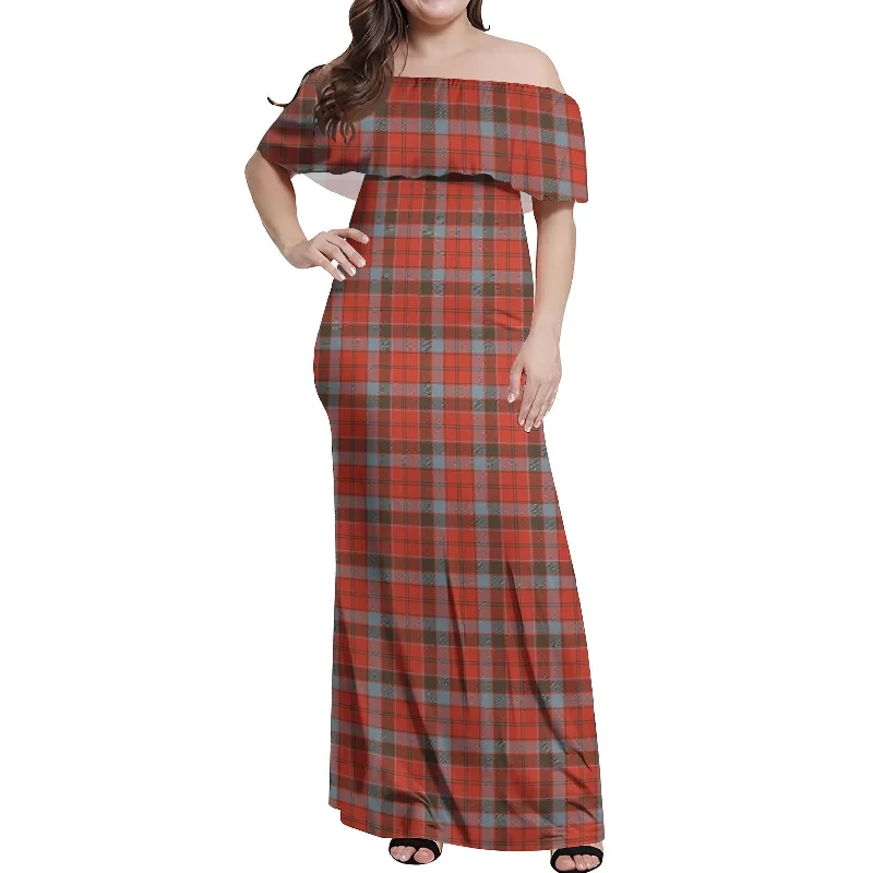 Unmissable Offer Robertson Weathered Tartan Off Shoulder Long Dress
