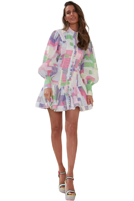 Limited Quantity relaxed fit dressrelaxed fit dressBUY IT MACKENZIE MODE Button Me Up Mini (Bright Geo)