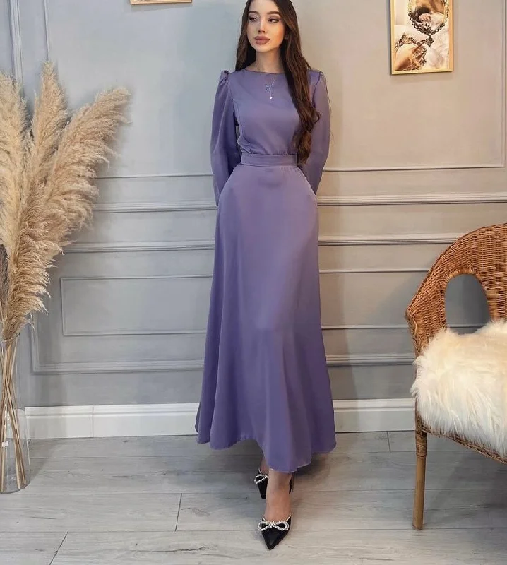 Members Only elegant evening dresselegant evening dressWomen Formal Party Dresses Long Sleeves O-Neck Ankle Length Modest Evening Prom Dress Night Club Gown Y4638