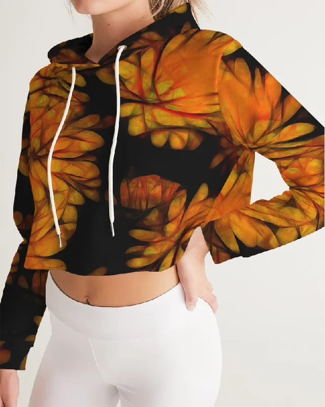 Amazing Deals slim-fit hooded sweatshirtYellow Fall Mums Women's Cropped Hoodie
