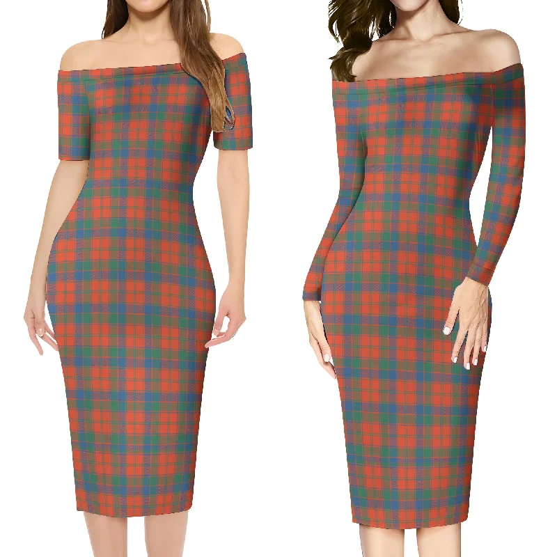 Doorbuster Deal Robertson Ancient Tartan Off Shoulder Lady Dress