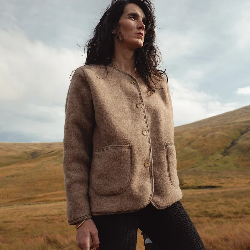Crazy Savings sporty outerwearHarrier Womens Jacket - Merino Wool Fleece - Driftwood