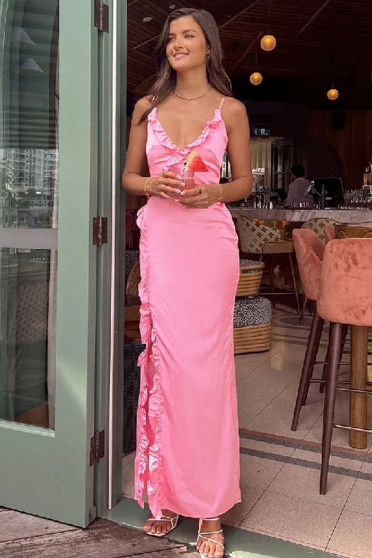 Act Fast fitted dressfitted dressPink Fitted V-Neck Sleeveless Party Prom Dress With Slit Act Fast fitted dressfitted dressPink Fitted V-Neck Sleeveless Party Prom Dress With Slit