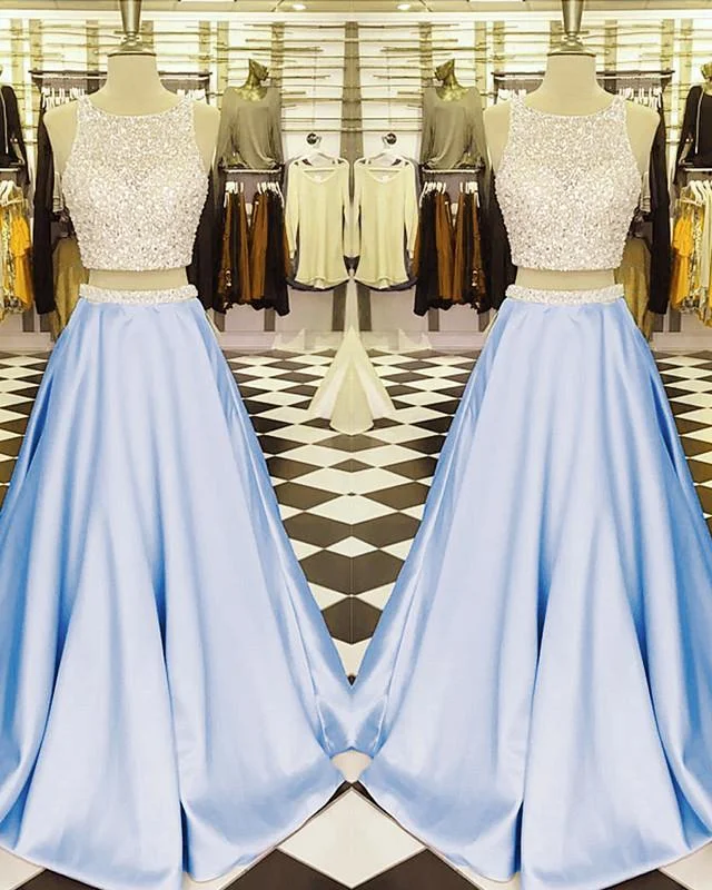 Hot Deal Two Piece Prom Dresses A-line Long Sexy Prom Dress/Evening Dress JKL155