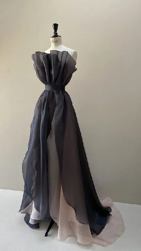 Final Clearance fitted dressfitted dressA-line Tulle Ruffle Prom Dress,Formal Gown Y4613