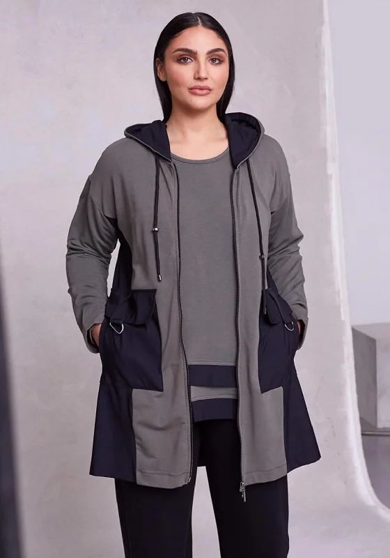 Can't Be Beat fashion casual hoodieOra Full Zip Long Hoodie, Army & Black