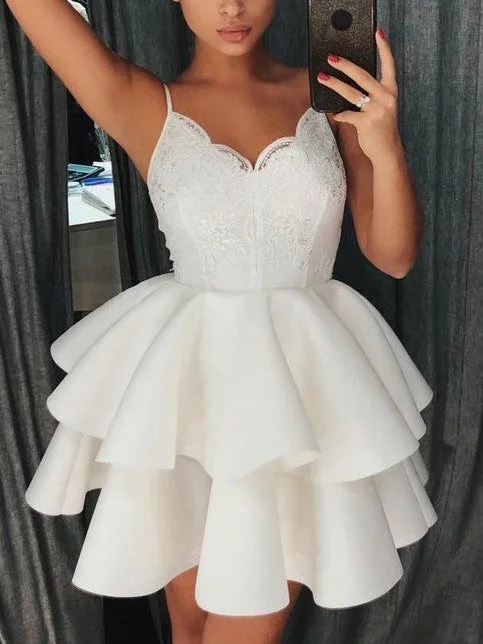 Sale Event Lace Cute Homecoming Dresses Spaghetti Straps A Line Short Prom Dress Sexy Party Dress JK693