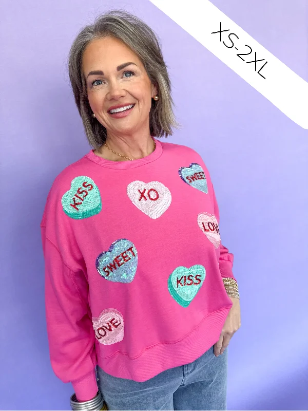 Now or Never modern athletic hoodieMary Square | Millie Candy Hearts Sweatshirt
