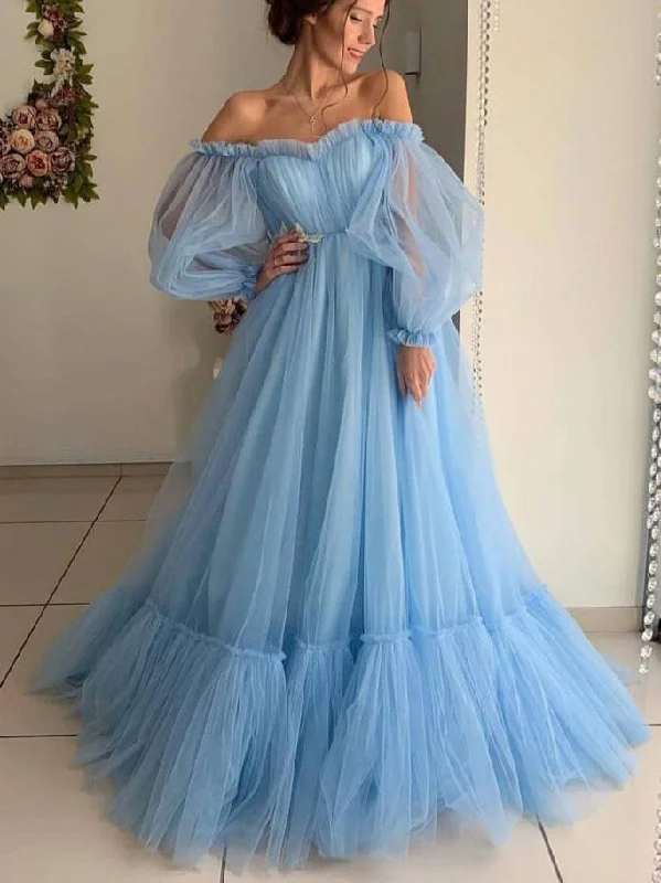 Can't Miss Long Sleeve Prom Dresses Aline Fairy Tulle Long Prom Dress Fashion Evening Dress JKL1631