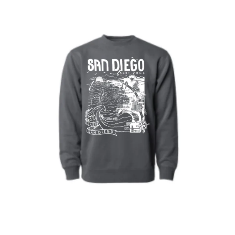 Price Reduction retro sports hoodieSunDiego WOMEN'S MAP FLEECE - BLACK/WHITE