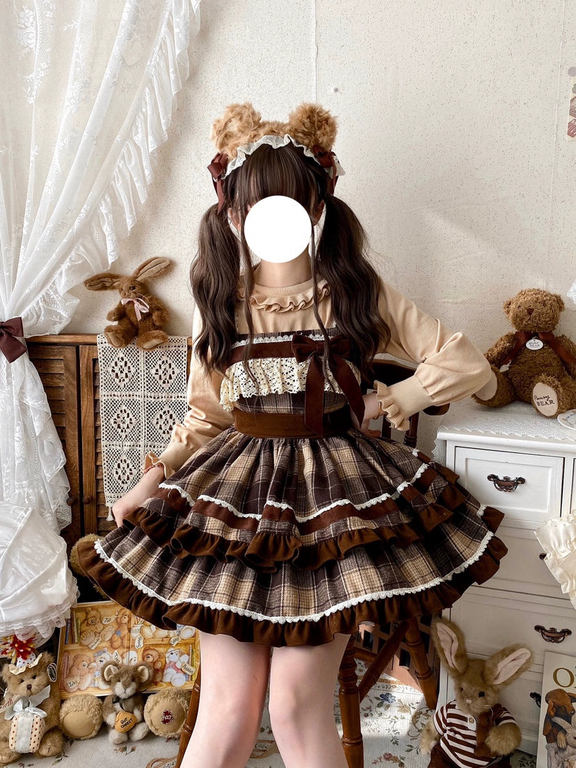 Unmissable Offer casual dresscasual dressQianmu~Caramel Cocoa~Sweet Lolita JSK Plaid Design Autumn and Winter Dress Unmissable Offer casual dresscasual dressQianmu~Caramel Cocoa~Sweet Lolita JSK Plaid Design Autumn and Winter Dress