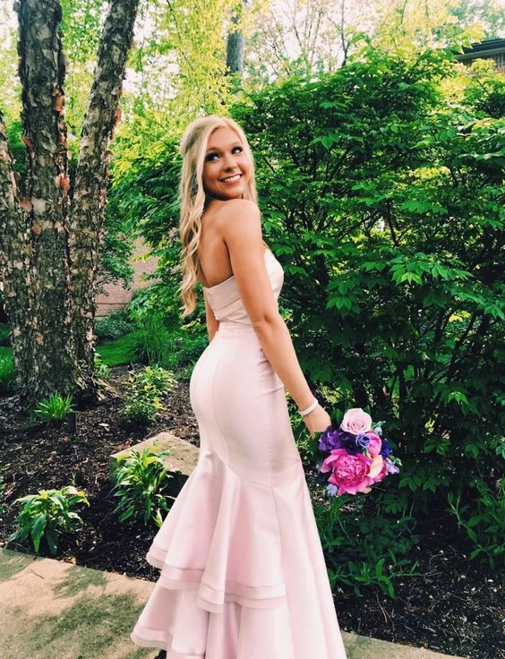 Price Drop vintage dressvintage dressElegant Pink Strapless Mermaid Prom Dress,Charming Evening Dress Y1469