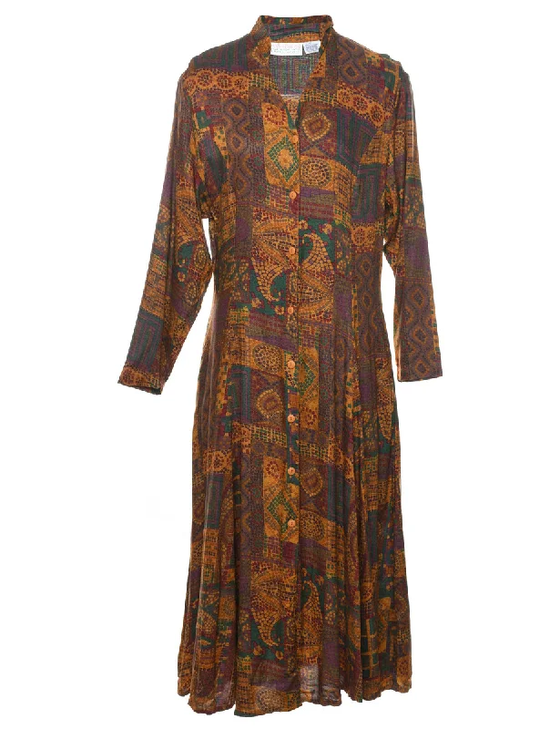 New Arrival retro coatMulti-colour Patterned Shirt Dress - L