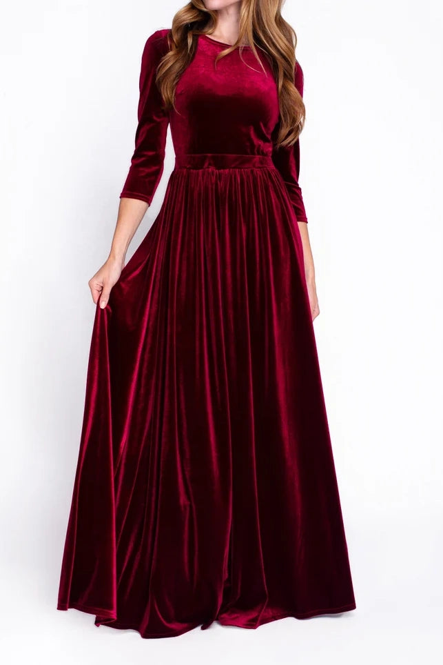 Super Bargain knit dressknit dressScoop Quarter Sleeves A-Line Burgundy Bridesmaid Dress Super Bargain knit dressknit dressScoop Quarter Sleeves A-Line Burgundy Bridesmaid Dress