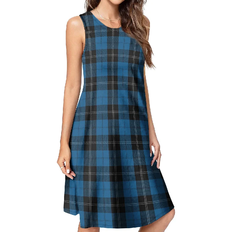 Blowout Sale Ramsay Blue Hunting Tartan Womens Casual Dresses