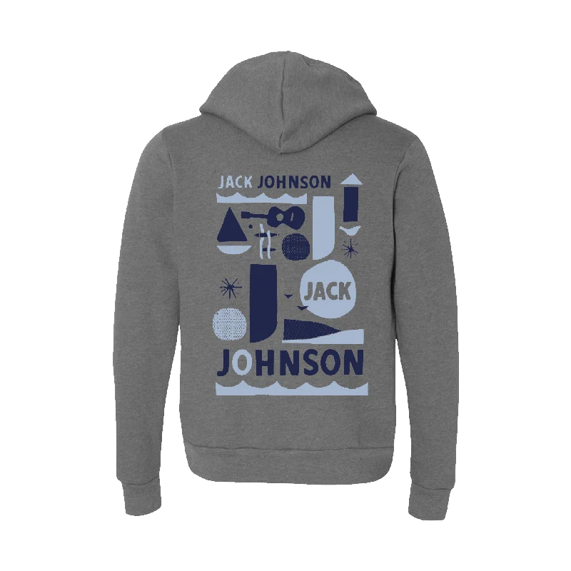 Markdown Madness urban sports sweatshirtUnisex Wave Grey Zip Up Sweatshirt - BLUE
