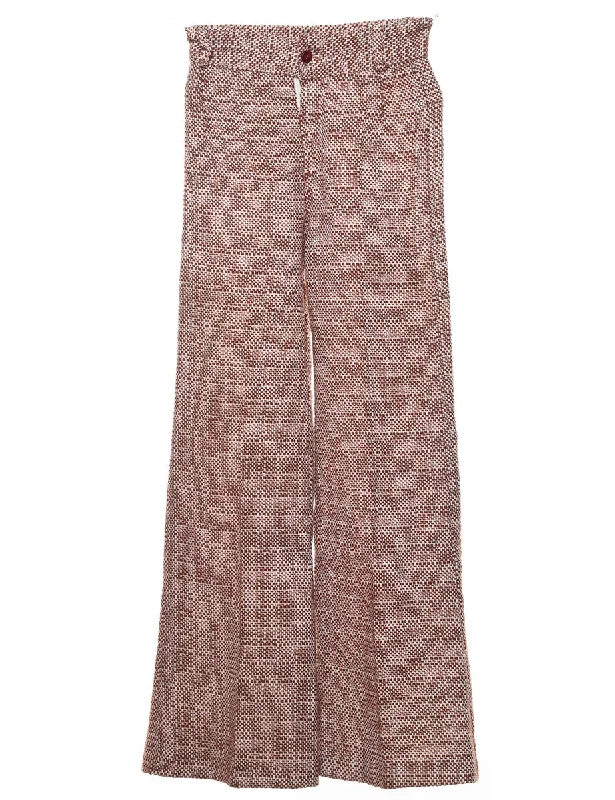 Don't Wait modern outerwear1970s Brown & White Flared Leg Trousers - W24 L30