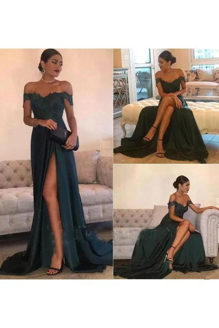 Limited Quantity Beautiful Prom Dresses Lavender Off-the-shoulder Long Chic Prom Dress/Evening Dress JKL179