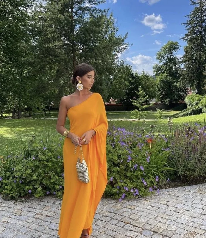 Early Access draped dressdraped dressPlain One Shoulder Orange Maxi Dress,Simple Orange Prom Dress Y4734 Early Access draped dressdraped dressPlain One Shoulder Orange Maxi Dress,Simple Orange Prom Dress Y4734