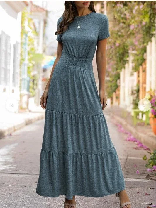 TIME-Limited Offer velvet dressvelvet dressShort sleeve round neck large swing dress