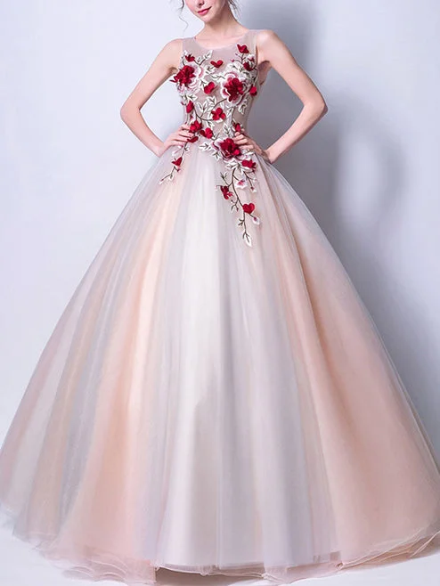 Super Deal Beautiful Prom Dresses Scoop Floor-length Ball Gown Chic Prom Dress/Evening Dress JKL282