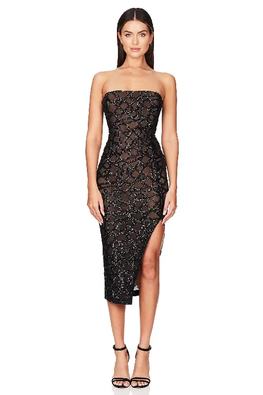 Final Sale printed dressprinted dressBUY IT NOOKIE Eclipse Midi (Black)
