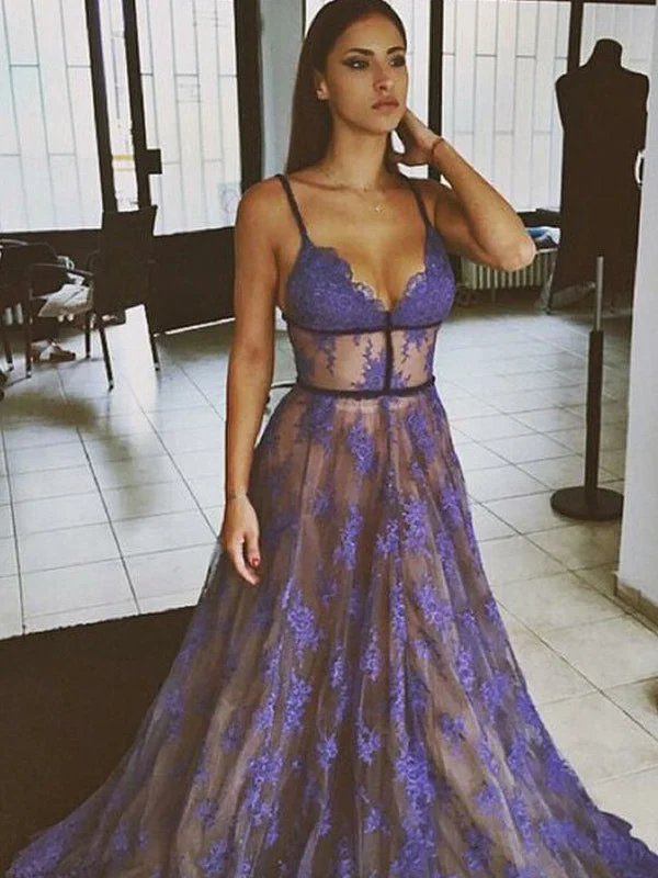 Super Savings Chic Prom Dresses Spaghetti Straps A Line Brush Train Long Sexy Prom Dress JKL609