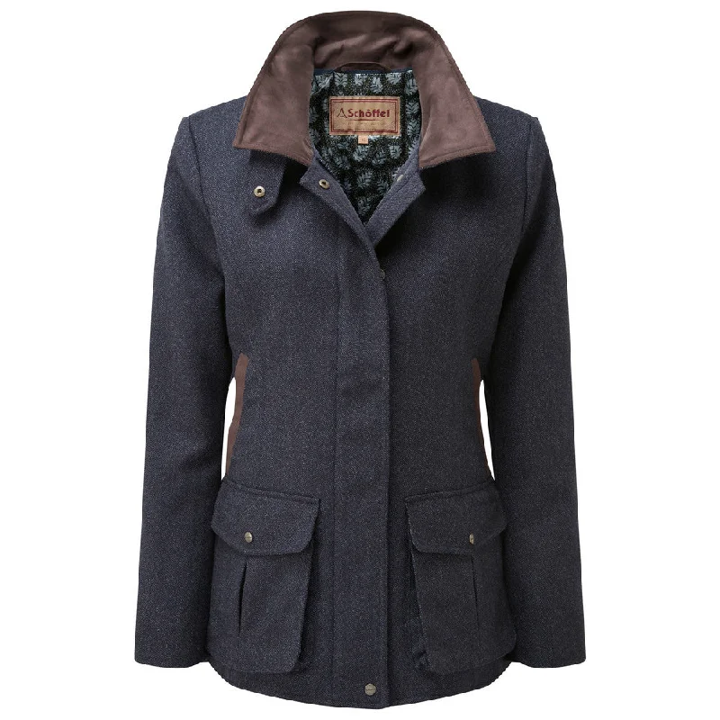 Navy Herringbone Tweed